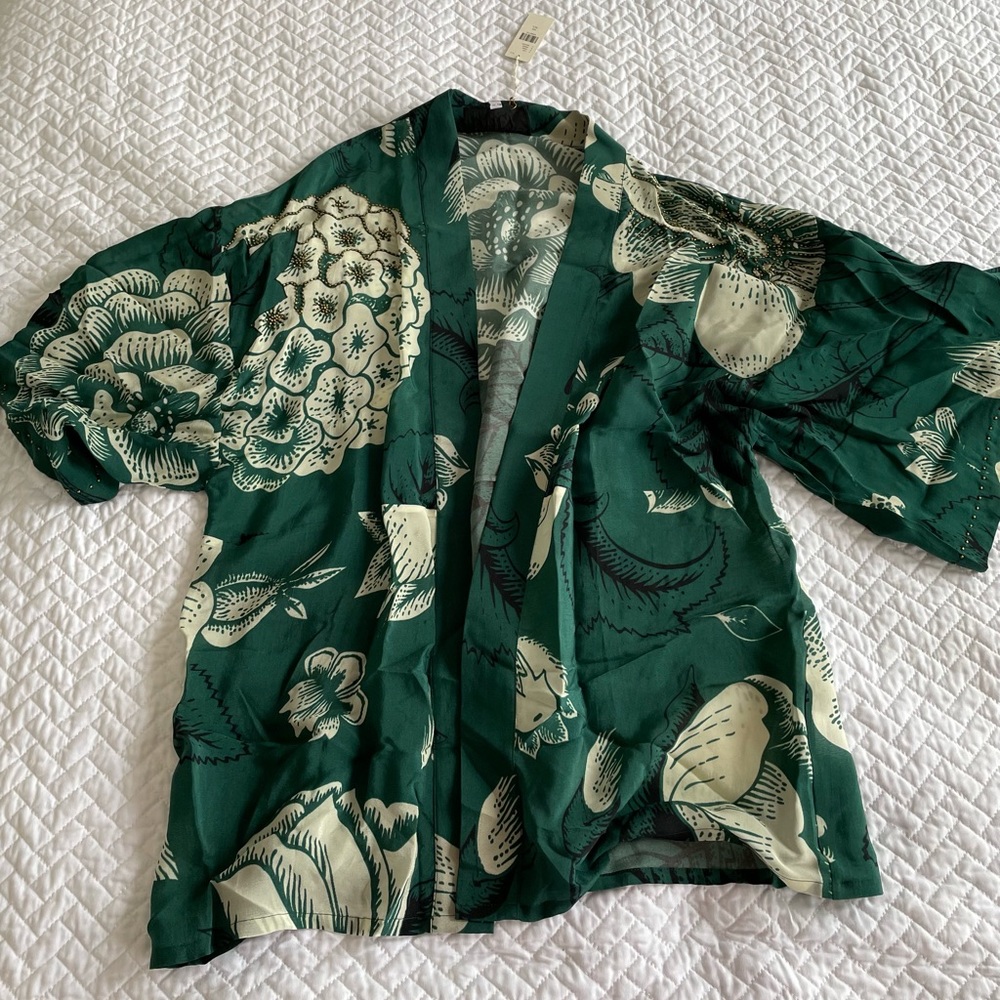 NWT Anthropologie (Duet) Green Kimono - One Size